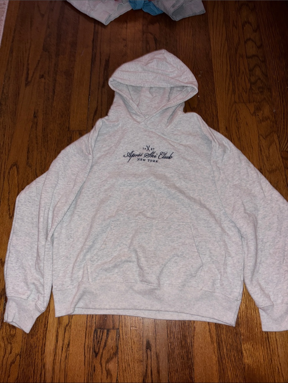 Hollister Light Gray Hooded Sweatshirt with Chest Script